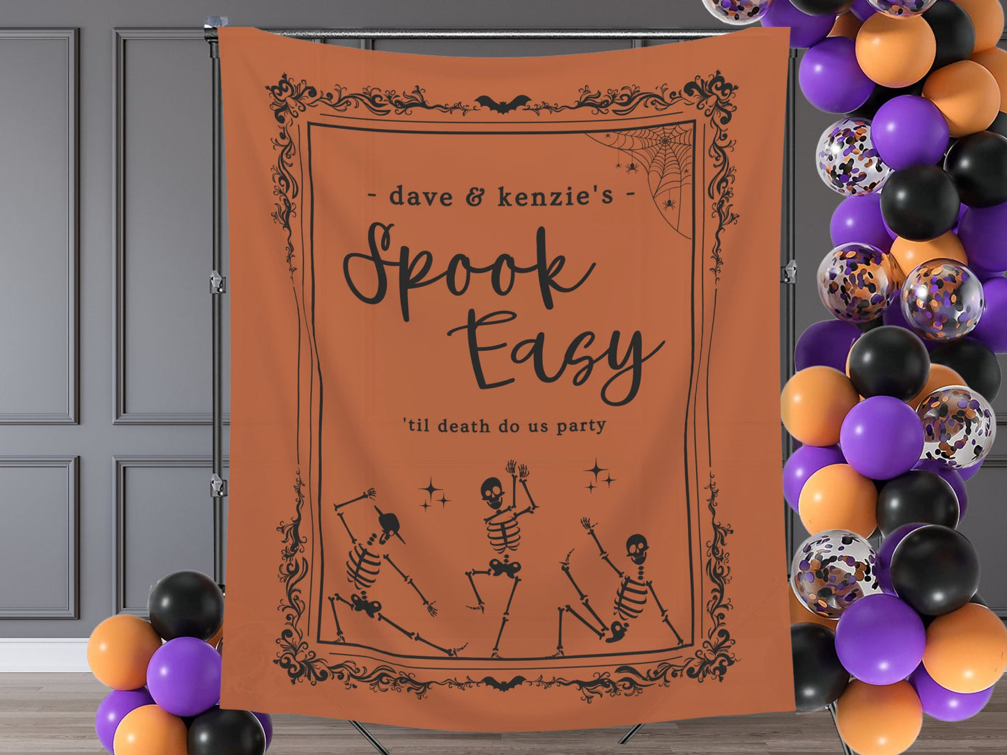 Custom Name Spook Easy Banner Birthday Party - 21st Birthday, 30th Birthday, 40th Birthday, 50th Birthday - Pink and Black - October Halloween Party Décor - Custom Backdrop
