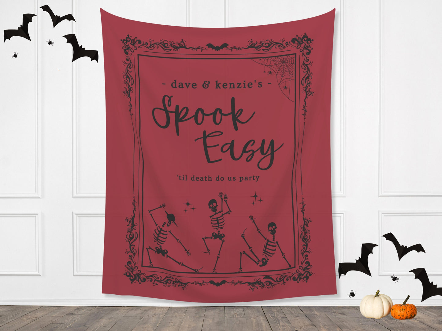 Custom Name Spook Easy Banner Birthday Party - 21st Birthday, 30th Birthday, 40th Birthday, 50th Birthday - Pink and Black - October Halloween Party Décor - Custom Backdrop
