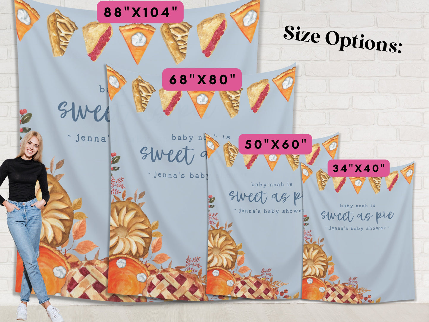 Sweet as Pie Baby Shower Custom Banner | Customizable Text November Baby Shower Backdrop | Thanksgiving Bridal Shower or Engagement Party