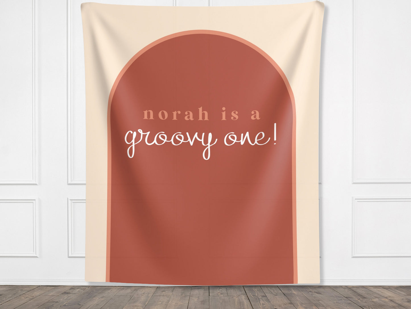 Arch Custom Text Party Banner| Personalized Name or Saying Arch Backdrop Retro Boho Bachelorette, Baby Shower and Birthday Party Décor