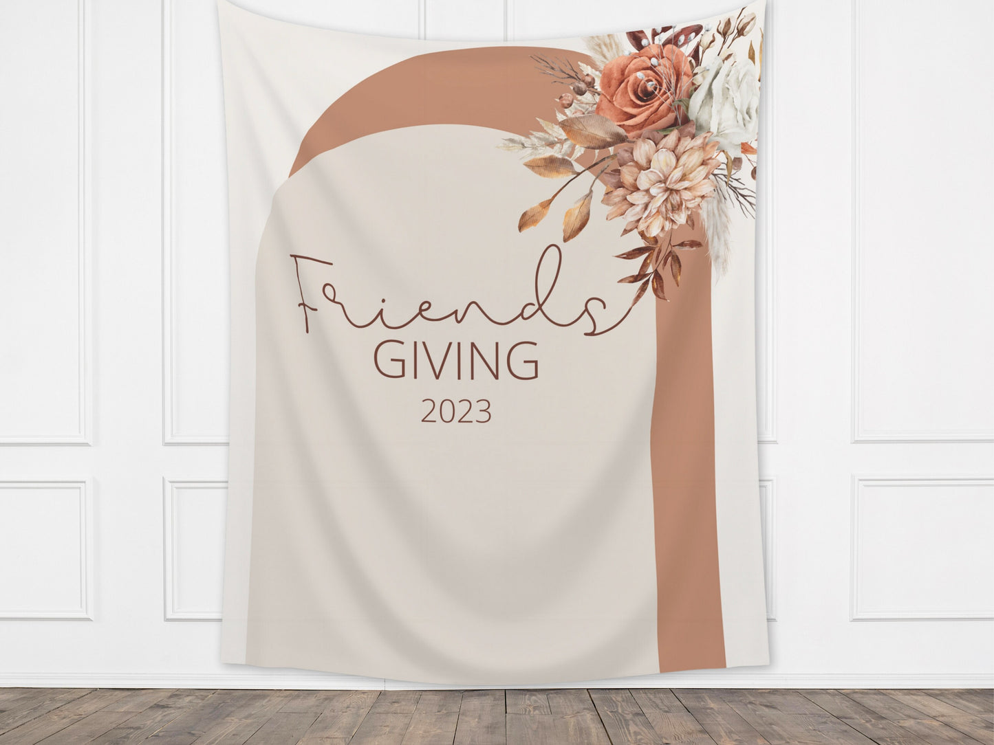 Thanksgiving Boho Arch Fall Floral Custom Banner | Custom Friendsgiving Party Backdrop for Balloon Garland | Thankful for You Baby Shower