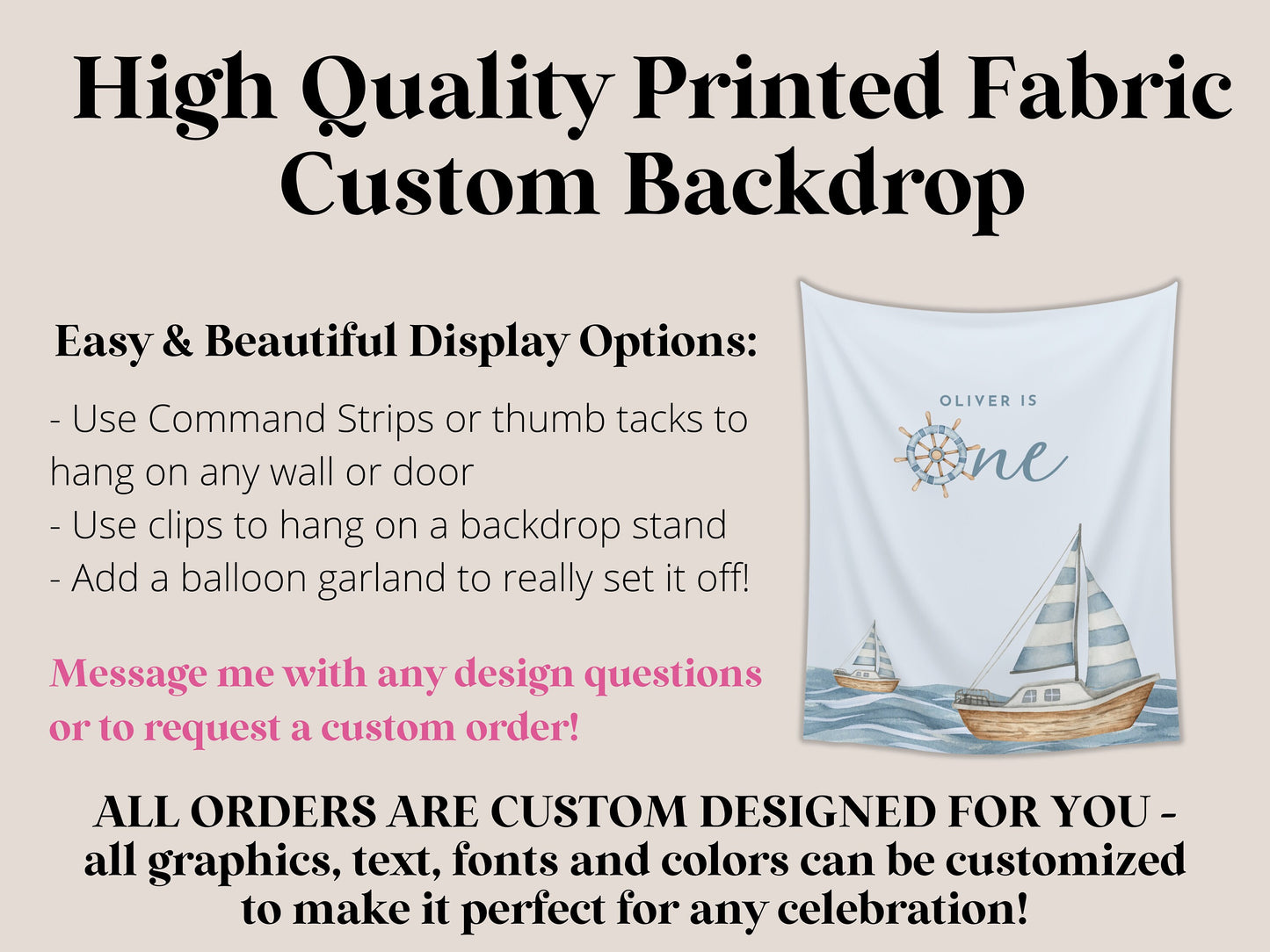 Nautical Custom Birthday Banner | Onder the Sea Decorations | 1st Birthday Boy | Personalized Sailboat Sea Party Banner Décor | Ocean Beach