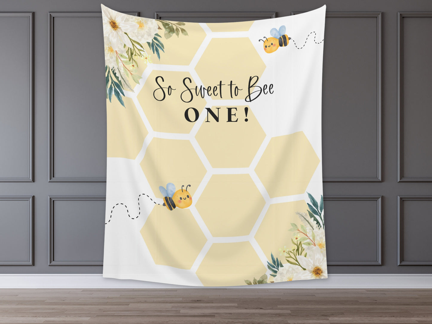 Sweet to Bee One Custom Banner | Bee-Day Party | Bumble Bee Décor | Little Honey Bee Personalized 1st, 2nd or 3rd Birthday Party Backdrop