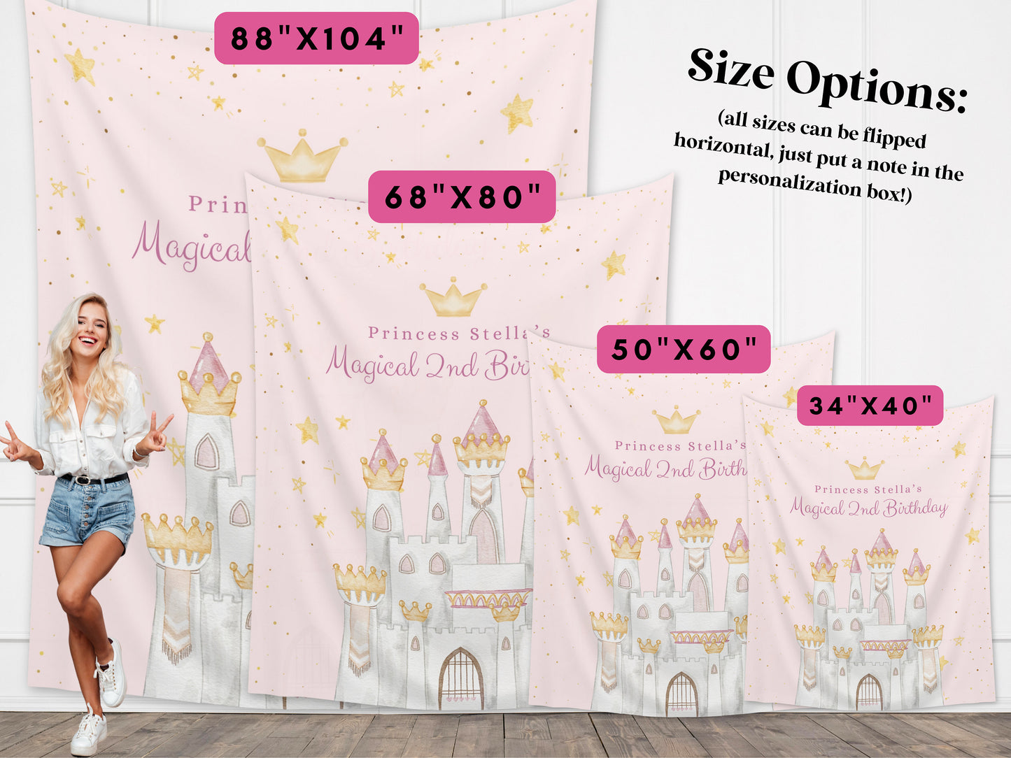 Princess Party Custom Banner | Magical Birthday Custom Backdrop | Pink Girl Birthday Party Décor | Baby Shower | Girl 1st Birthday Girl Gift