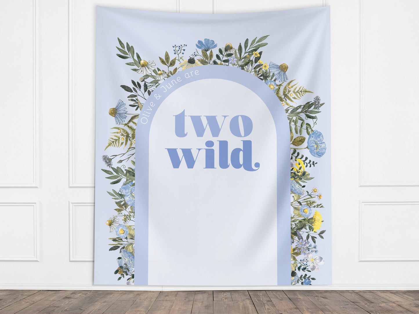Two Wild Custom Text Backdrop, She's a Little Wildflower, Custom 2nd Birthday Party Backdrop, Girl Birthday, Boho Birthday, Retro Flowers