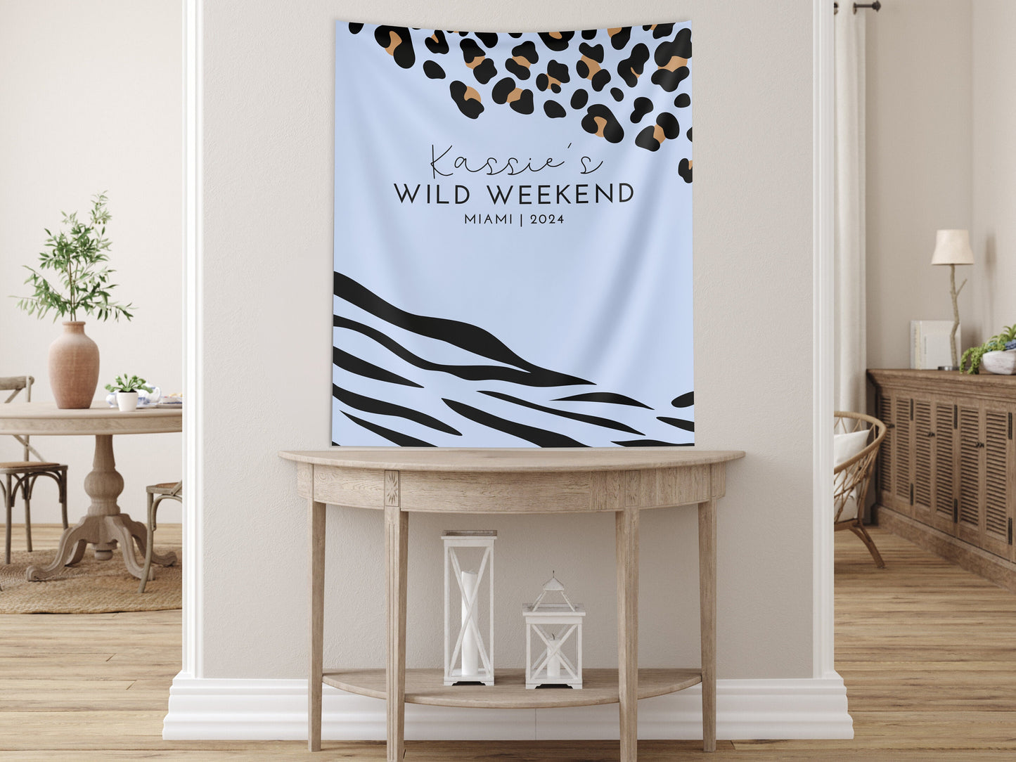 Wild Weekend Bachelorette Party Custom Banner, Last Rumble, Wild Jungle Leopard Print Bachelorette Backdrop Décor, Leopard Print, Zebra