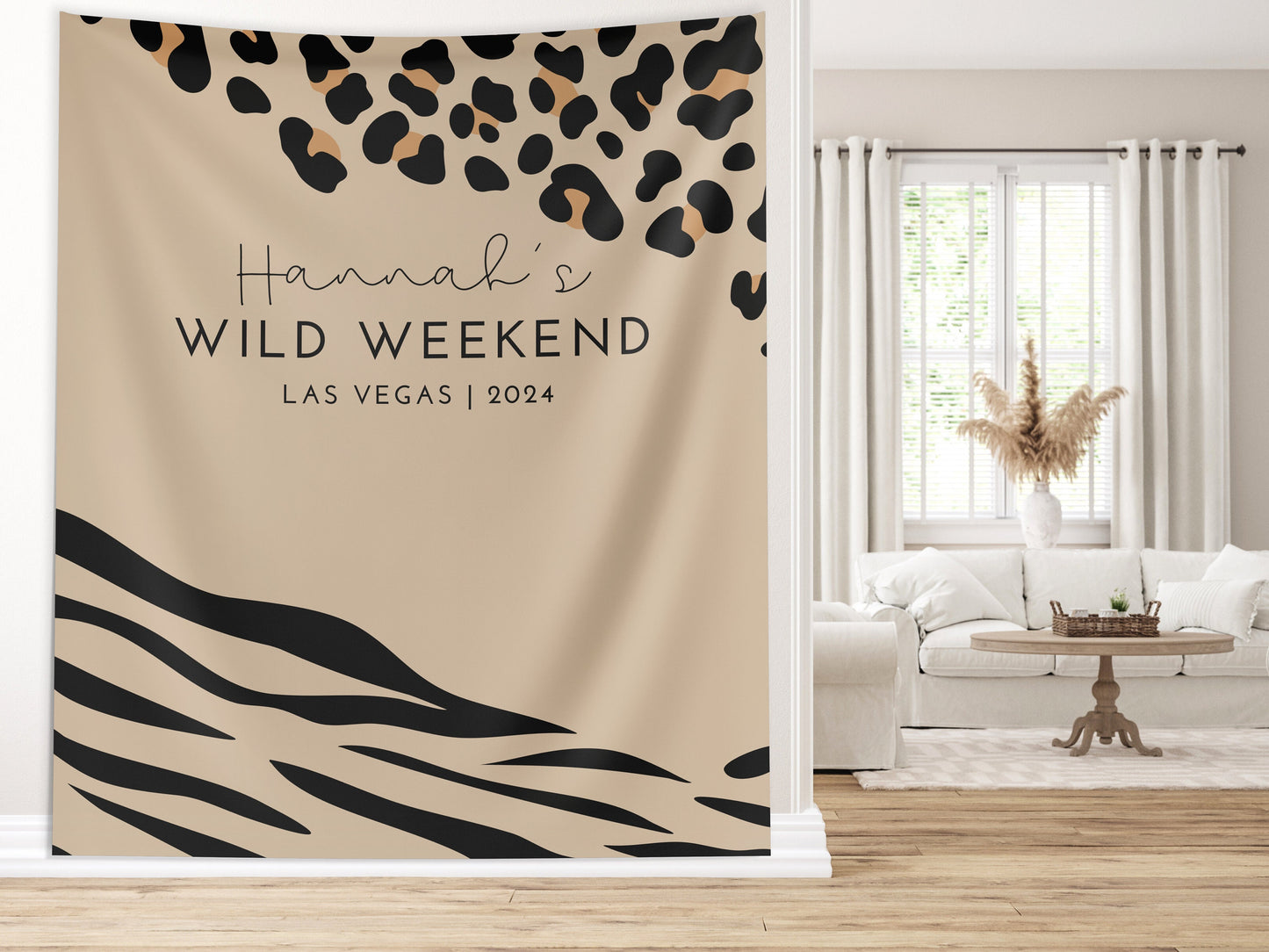 Wild Weekend Bachelorette Party Custom Banner, Last Rumble, Wild Jungle Leopard Print Bachelorette Backdrop Décor, Leopard Print, Zebra