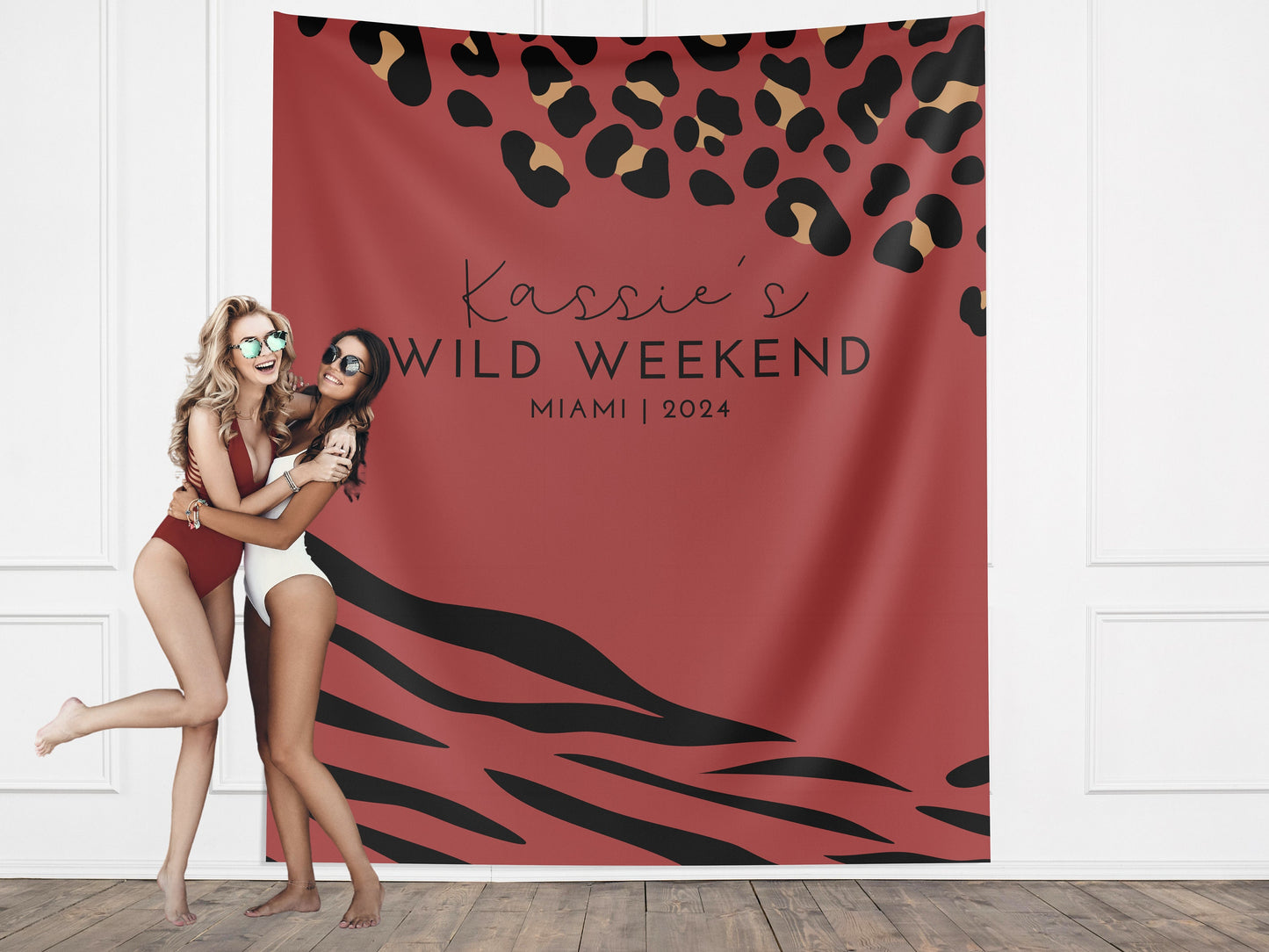 Wild Weekend Bachelorette Party Custom Banner, Last Rumble, Wild Jungle Leopard Print Bachelorette Backdrop Décor, Leopard Print, Zebra
