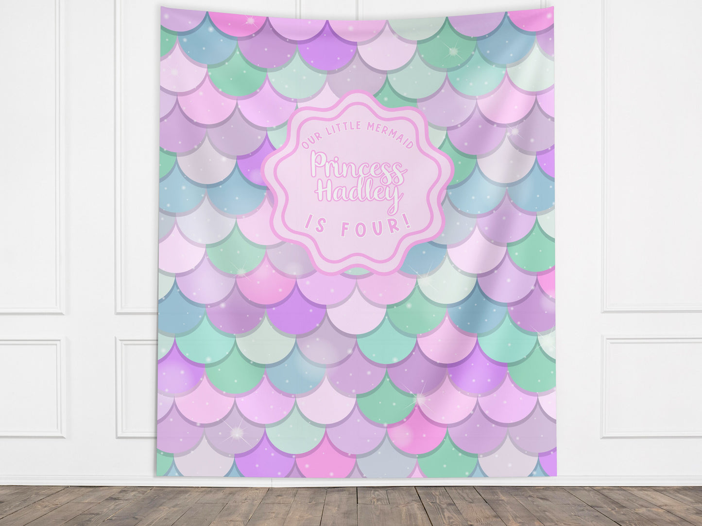 Mermaid Birthday Party Custom Banner, Under the Sea Backdrop, Girl Birthday Party Décor, One-der the Sea, Girl Mermaid Party