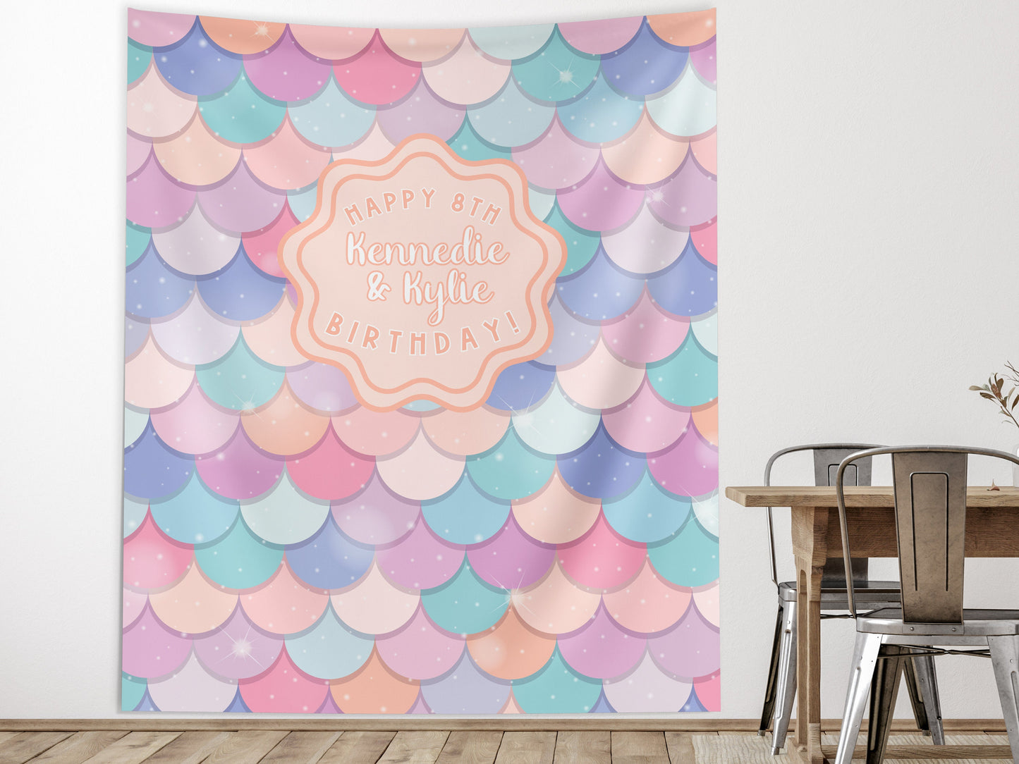 Mermaid Birthday Party Custom Banner, Under the Sea Backdrop, Girl Birthday Party Décor, One-der the Sea, Girl Mermaid Party