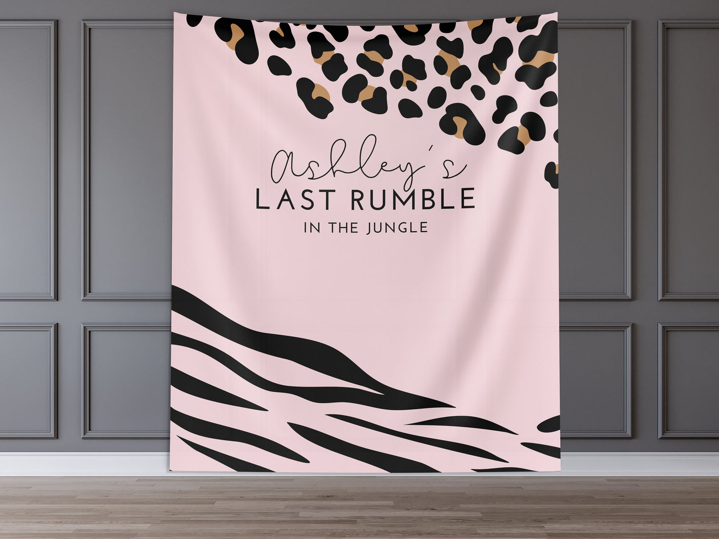 Wild Weekend Bachelorette Party Custom Banner, Last Rumble, Wild Jungle Leopard Print Bachelorette Backdrop Décor, Leopard Print, Zebra
