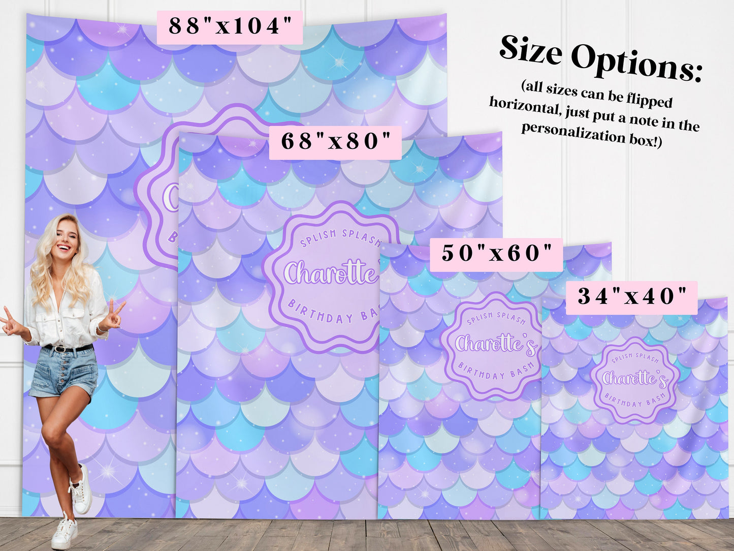 Mermaid Birthday Party Custom Banner, Under the Sea Backdrop, Girl Birthday Party Décor, One-der the Sea, Girl Mermaid Party