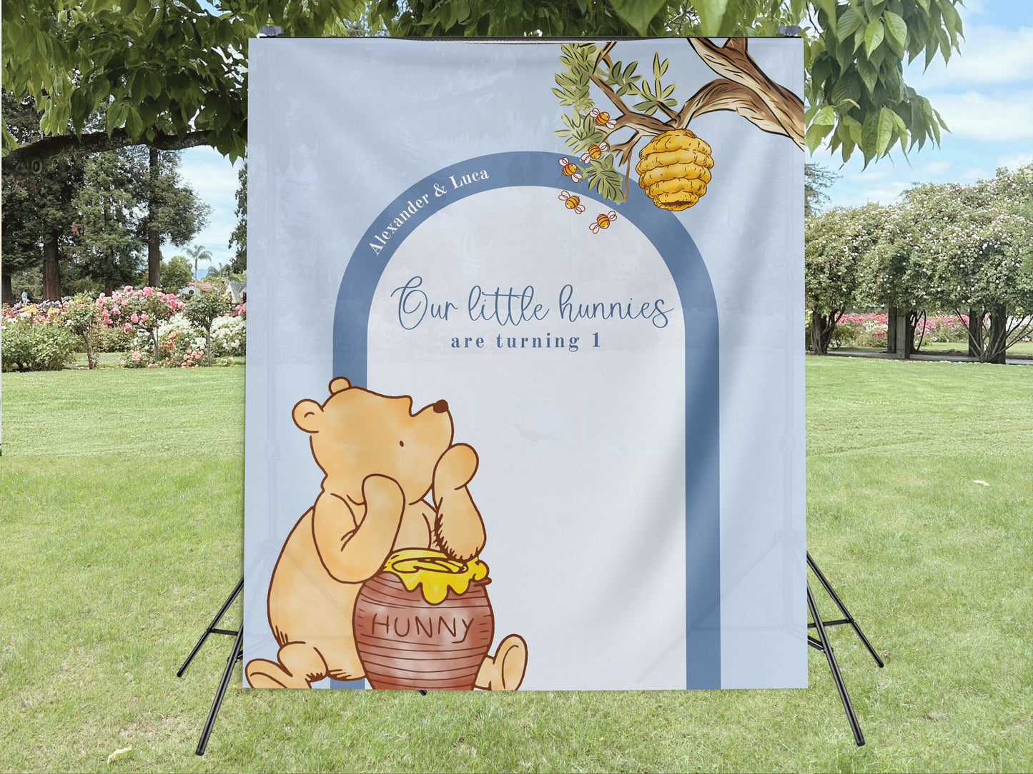 Classic Winnie the Pooh Birthday Customizable Banner, Boy 1st Birthday, Little Hunny Backdrop Décor, Neutral Party, Honey Bear Baby Birthday