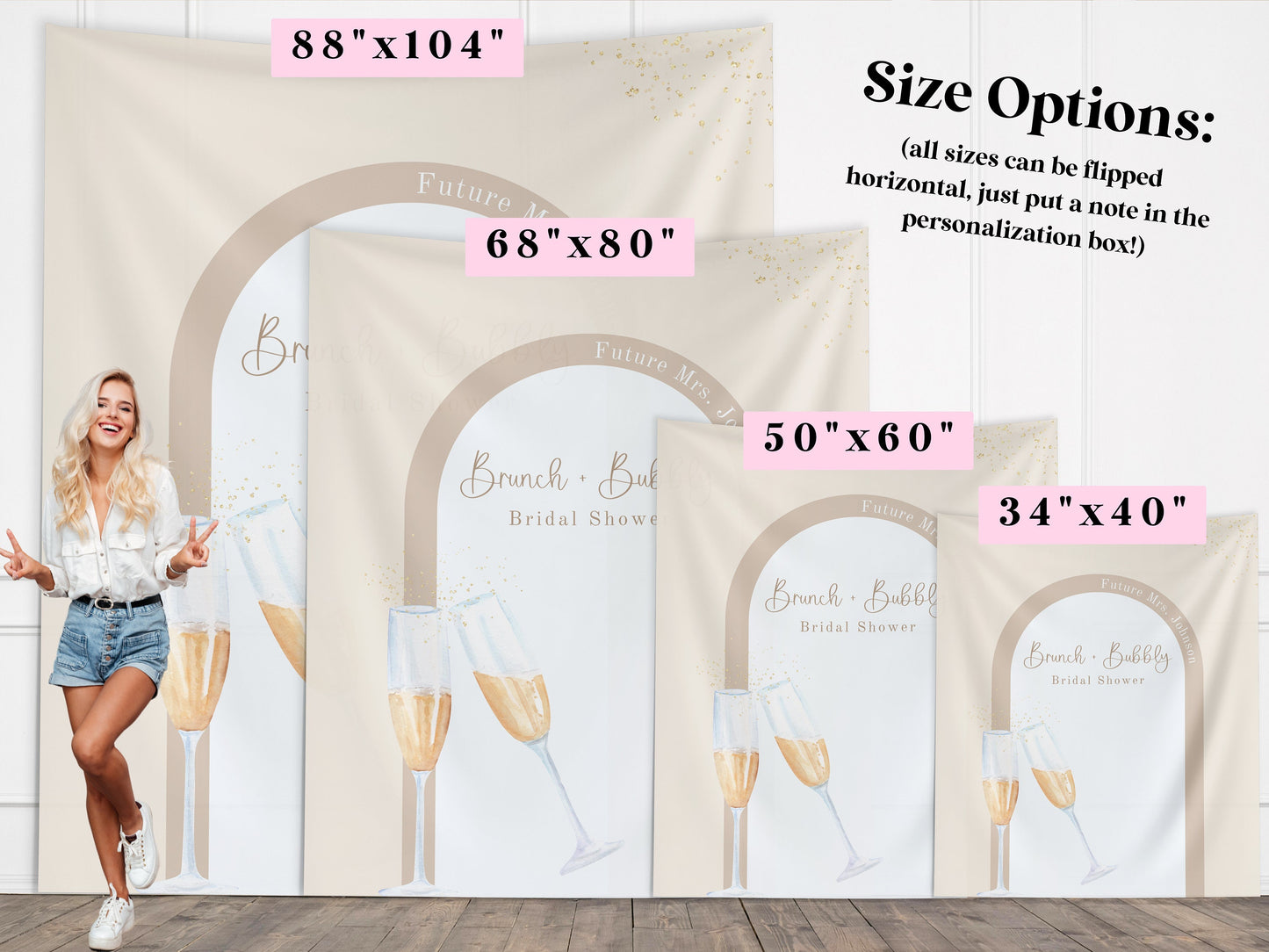 Brunch & Bubbly Bridal Shower Custom Banner, Future Mrs. Banner, Champagne Backdrop, Minimalist Bridal Shower, Engagement Party, Wedding