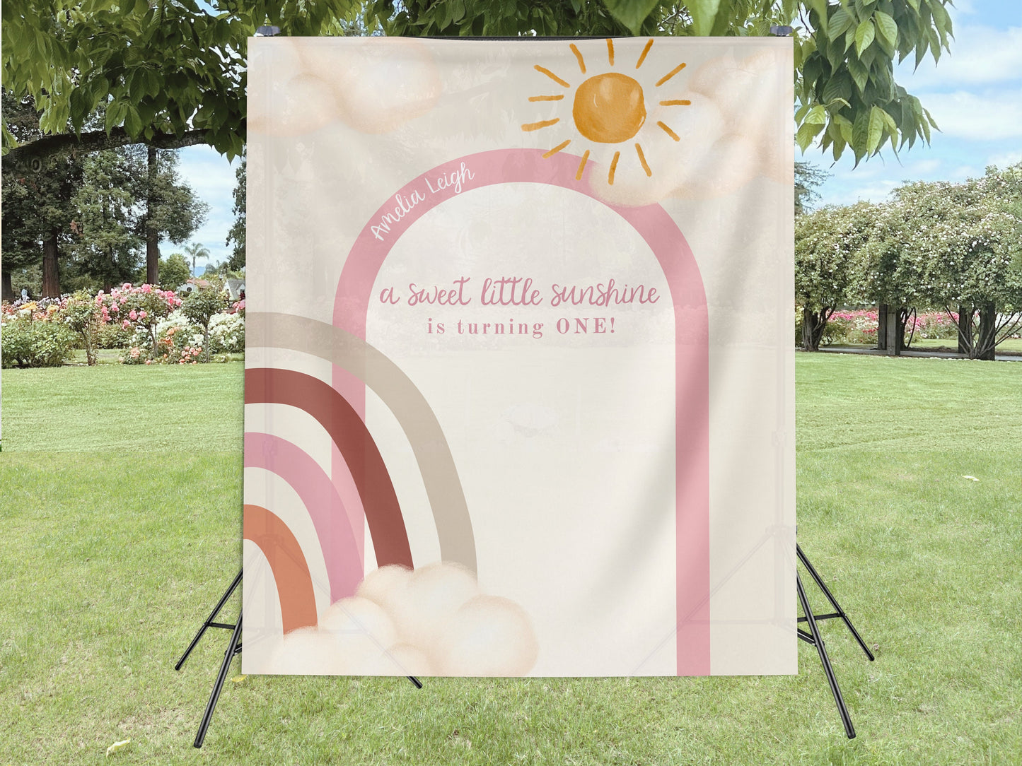 Boho Rainbow First Birthday Custom Banner, Boho Sunshine Party Décor, First Trip Boy 1st Birthday, Girls birthday, Neutral Colors, Twins
