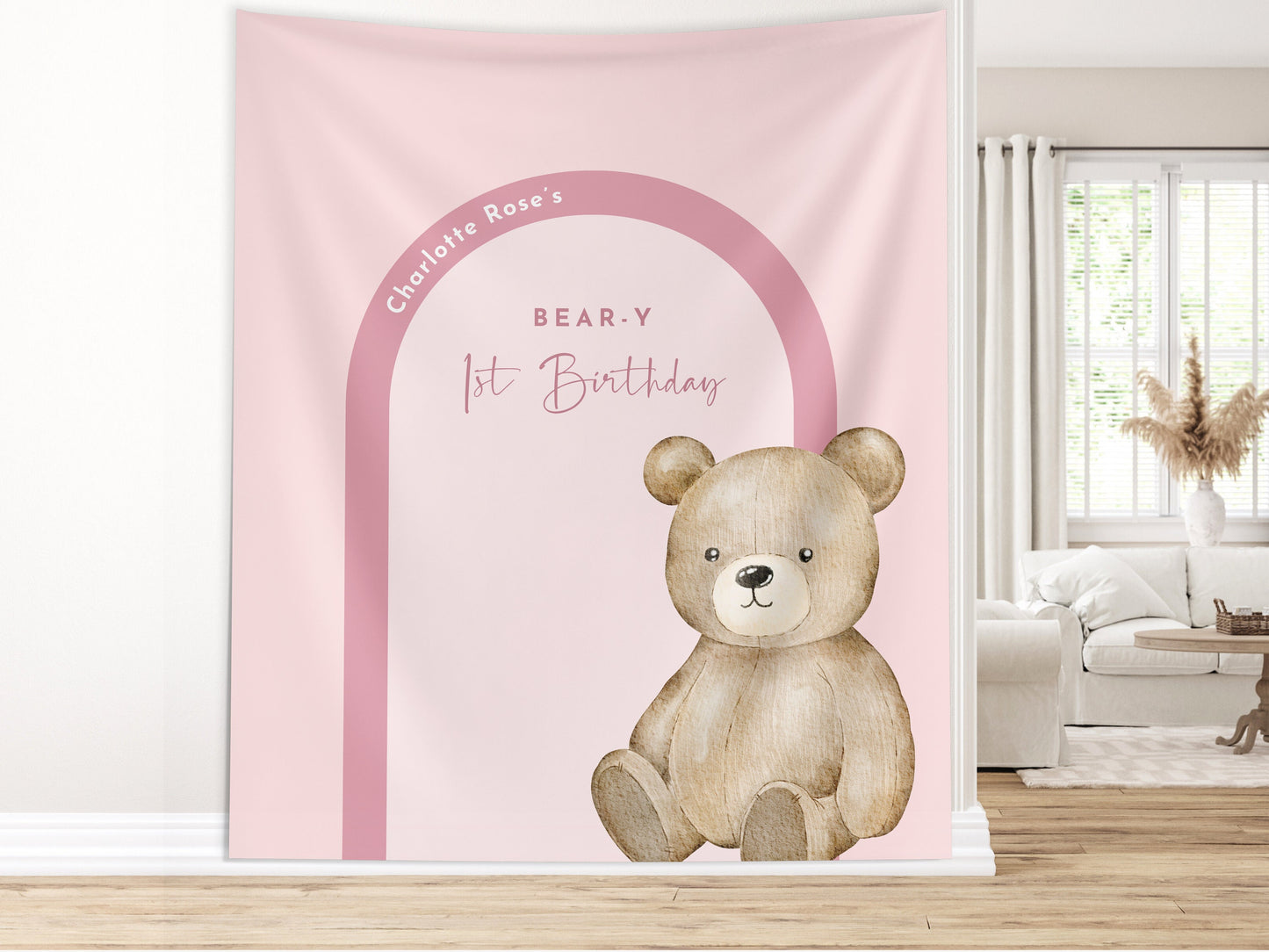 Beary First Birthday Party Customizable Banner | Bear-y 1st Birthday Boy | Teddy Bear Backdrop Décor | Bearly Wait Baby Shower | Modern Arch