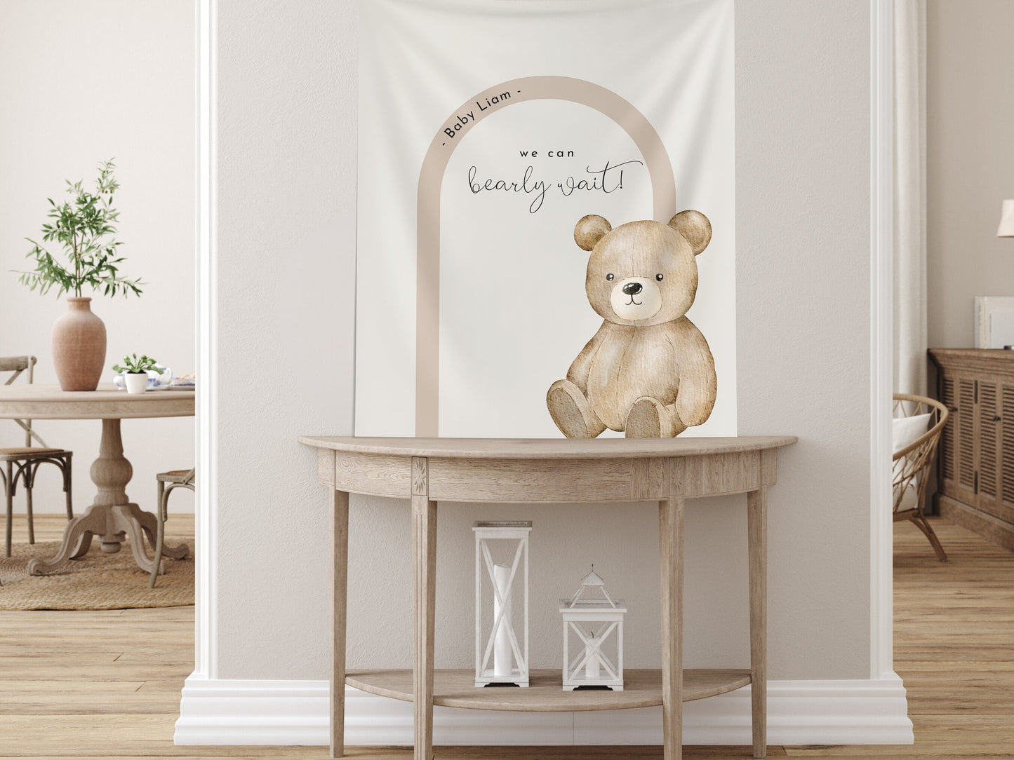 Modern Bear Baby Shower Custom Banner, Bearly Wait Baby Shower Boy, Neutral Teddy Bear Backdrop Décor, Bear-ly Wait Shower, Gender Reveal