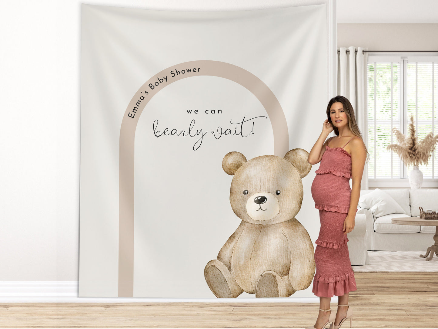 Modern Bear Baby Shower Custom Banner, Bearly Wait Baby Shower Boy, Neutral Teddy Bear Backdrop Décor, Bear-ly Wait Shower, Gender Reveal