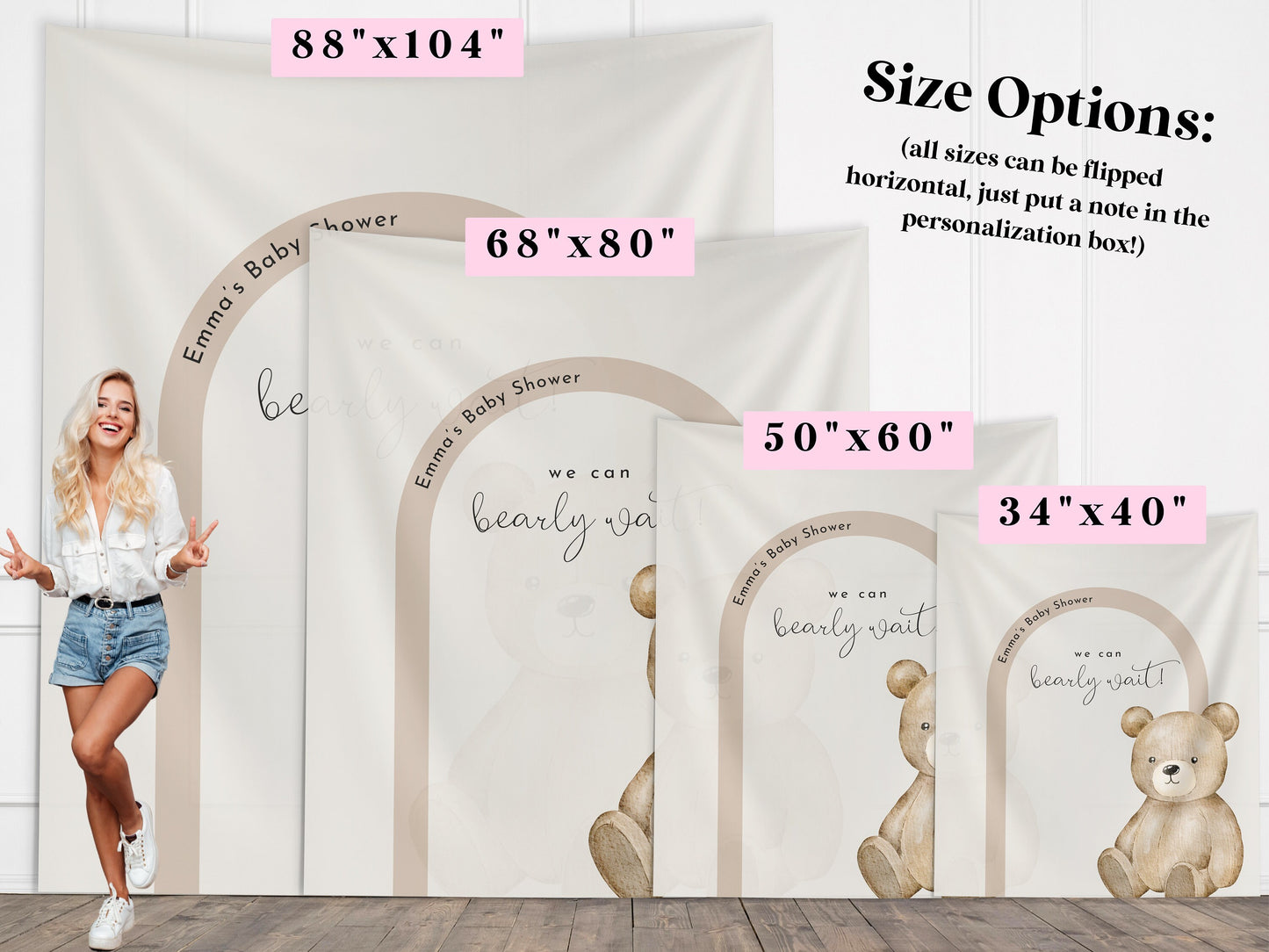 Modern Bear Baby Shower Custom Banner, Bearly Wait Baby Shower Boy, Neutral Teddy Bear Backdrop Décor, Bear-ly Wait Shower, Gender Reveal