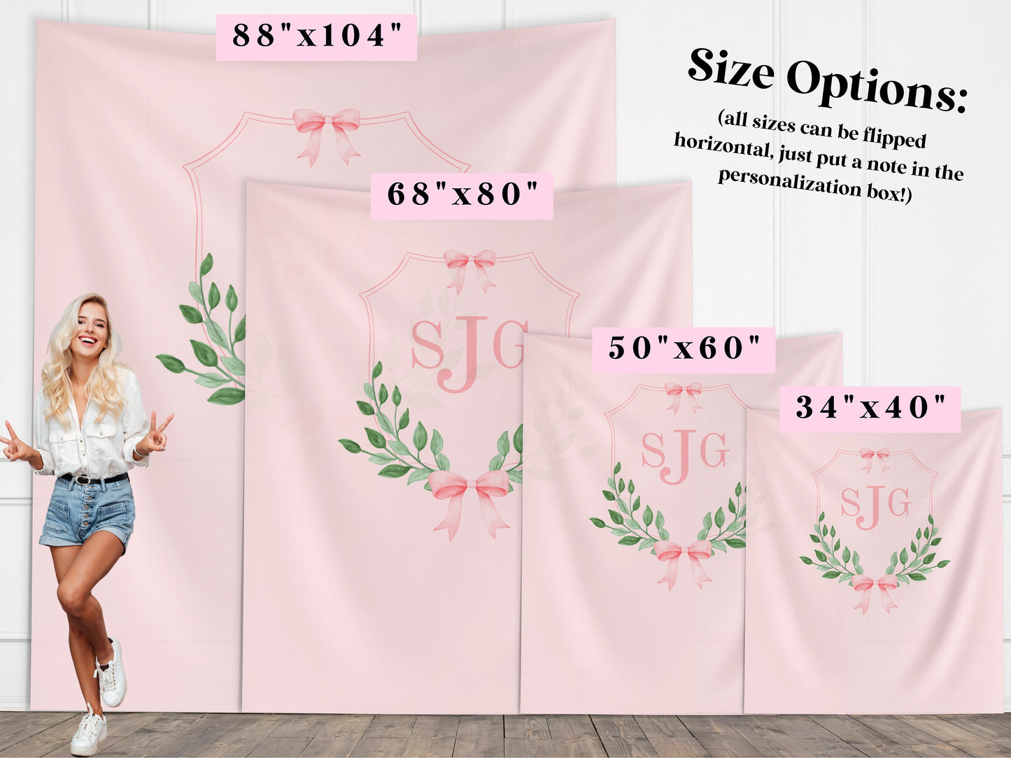 Bow Monogram Birthday Party Custom Banner, 1st Birthday, Customizable Backdrop, Cake Smash, High Chair Banner, Baby First Birthday Gift