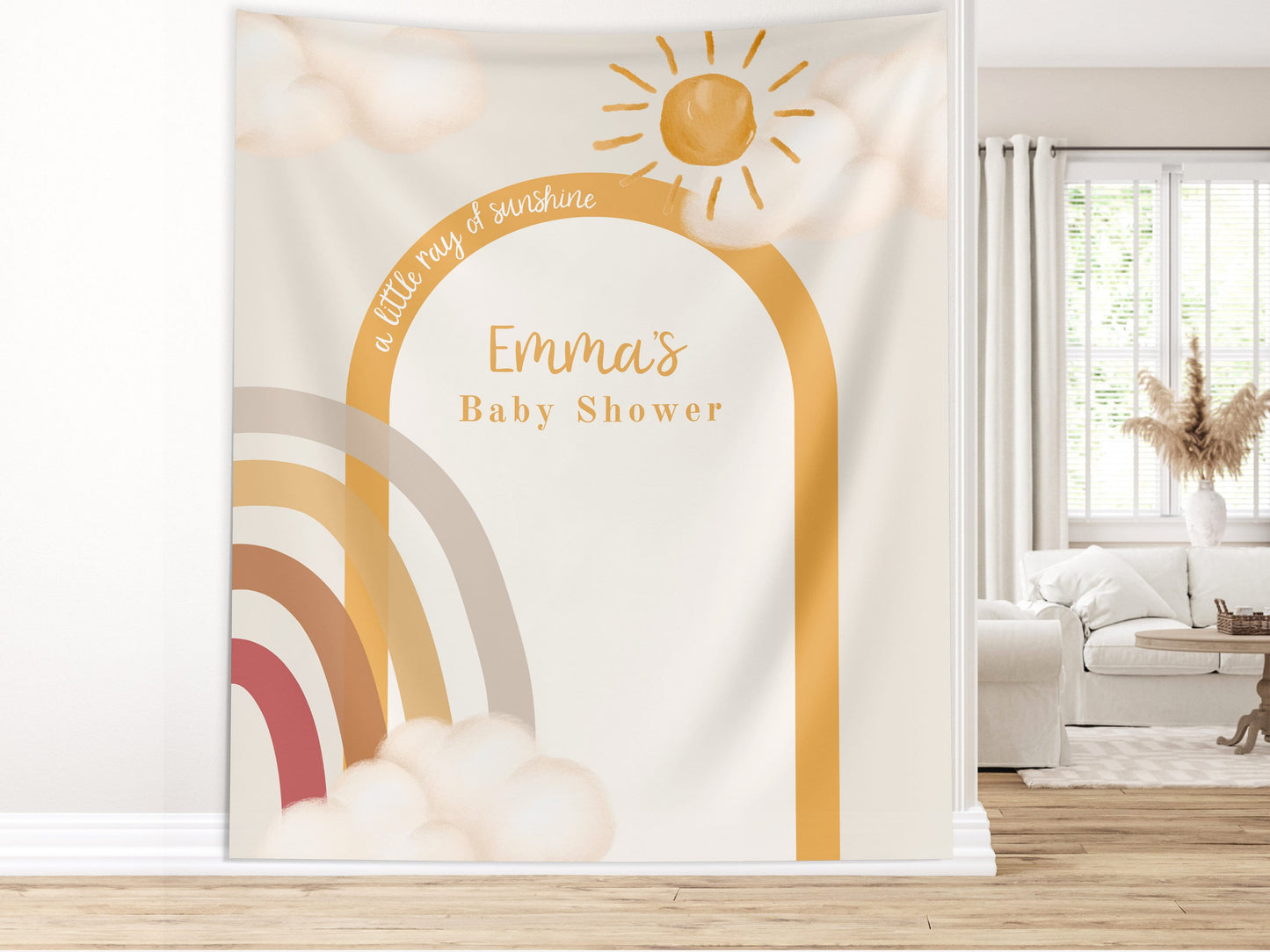 Boho Rainbow Baby Shower Custom Banner, Boho Sunshine Baby Shower Décor, Here Comes the Son Boy Baby Shower, Gender Neutral Baby Shower