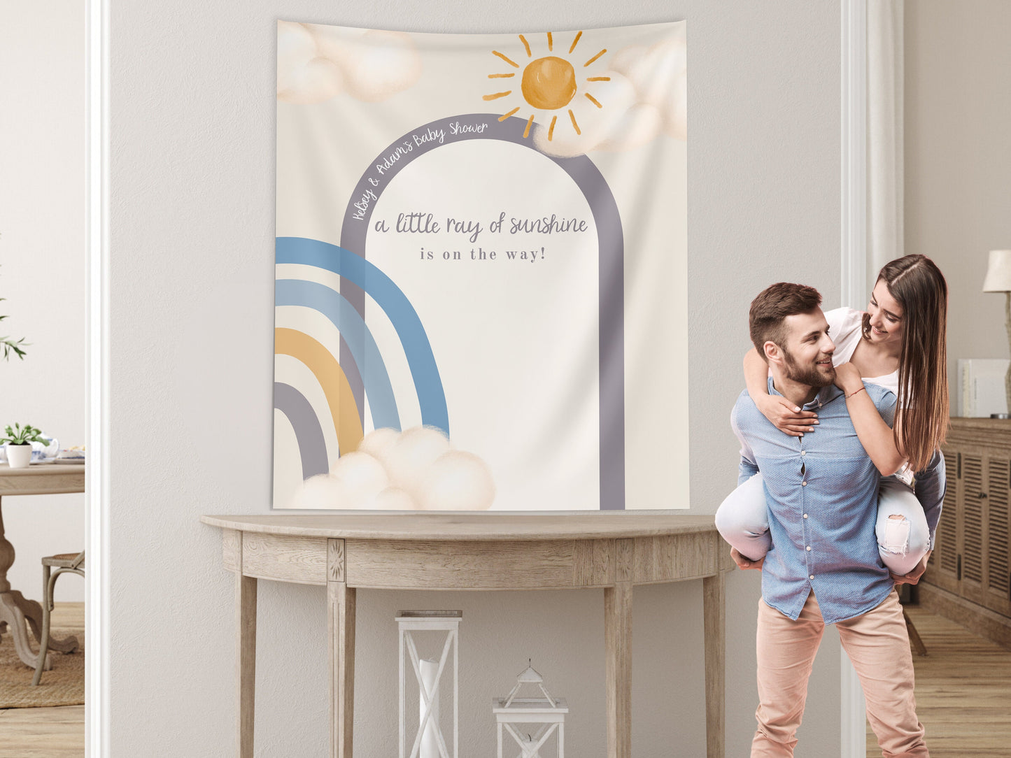 Boho Rainbow Baby Shower Custom Banner, Boho Sunshine Baby Shower Décor, Here Comes the Son Boy Baby Shower, Gender Neutral Baby Shower