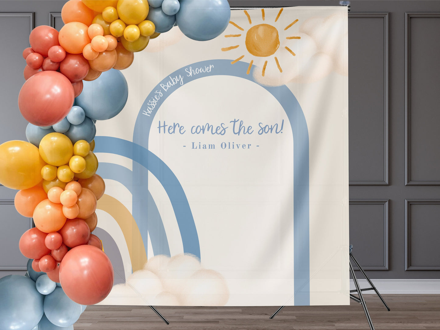 Boho Rainbow Baby Shower Custom Banner, Boho Sunshine Baby Shower Décor, Here Comes the Son Boy Baby Shower, Gender Neutral Baby Shower