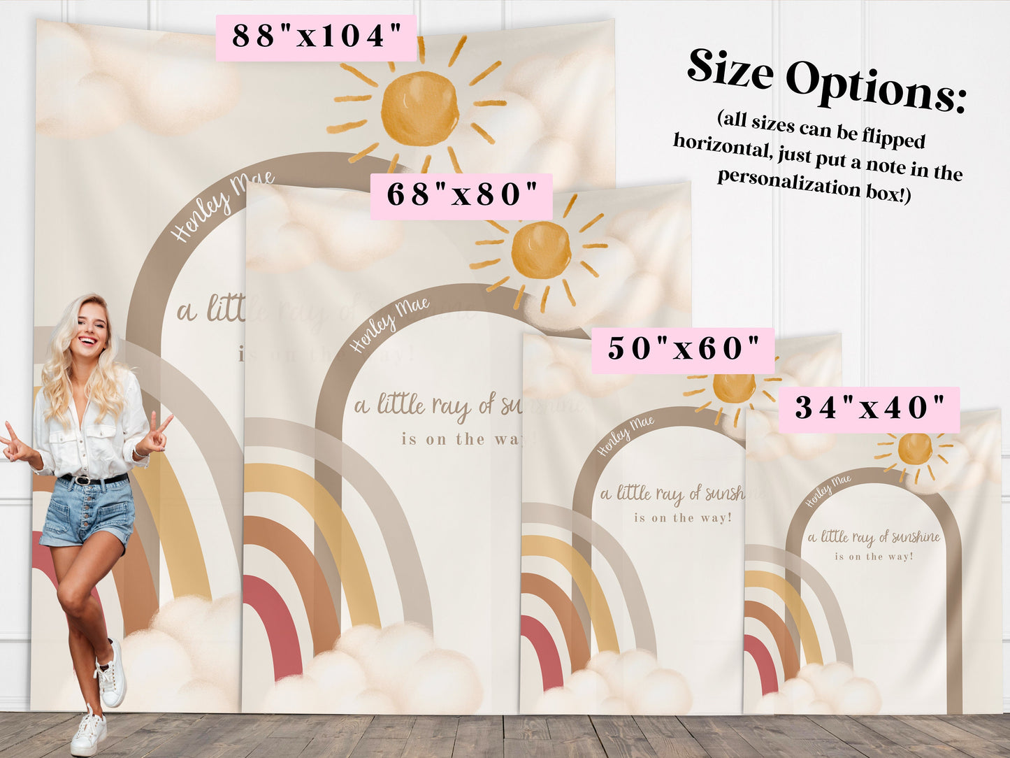Boho Rainbow Baby Shower Custom Banner, Boho Sunshine Baby Shower Décor, Here Comes the Son Boy Baby Shower, Gender Neutral Baby Shower