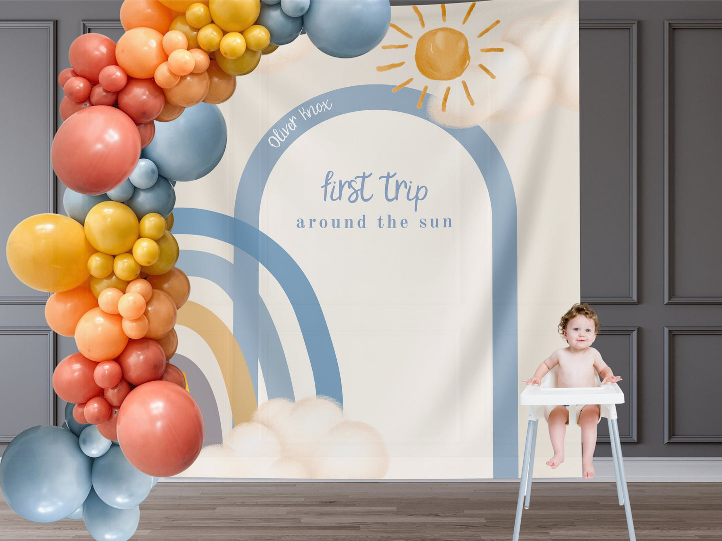 Boho Rainbow First Birthday Custom Banner, Boho Sunshine Party Décor, First Trip Boy 1st Birthday, Girls birthday, Neutral Colors, Twins