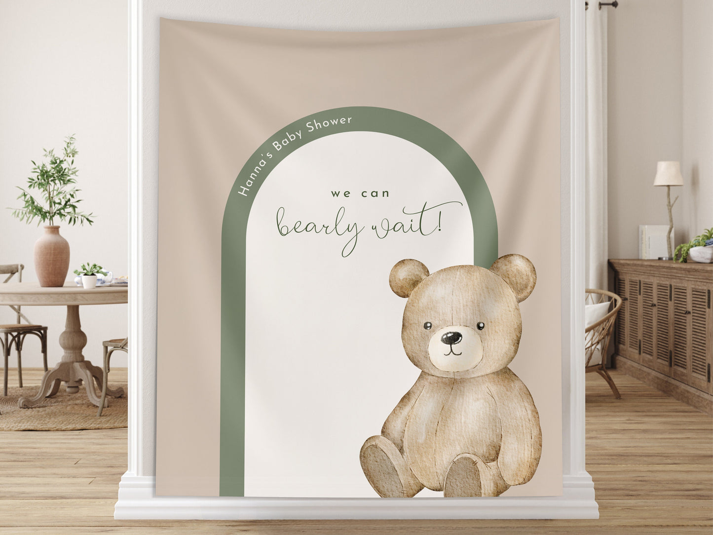 Modern Bear Baby Shower Custom Banner, Bearly Wait Baby Shower Boy, Neutral Teddy Bear Backdrop Décor, Bear-ly Wait Shower, Gender Reveal