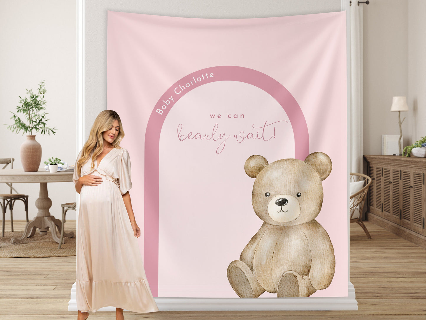 Modern Bear Baby Shower Custom Banner, Bearly Wait Baby Shower Boy, Neutral Teddy Bear Backdrop Décor, Bear-ly Wait Shower, Gender Reveal