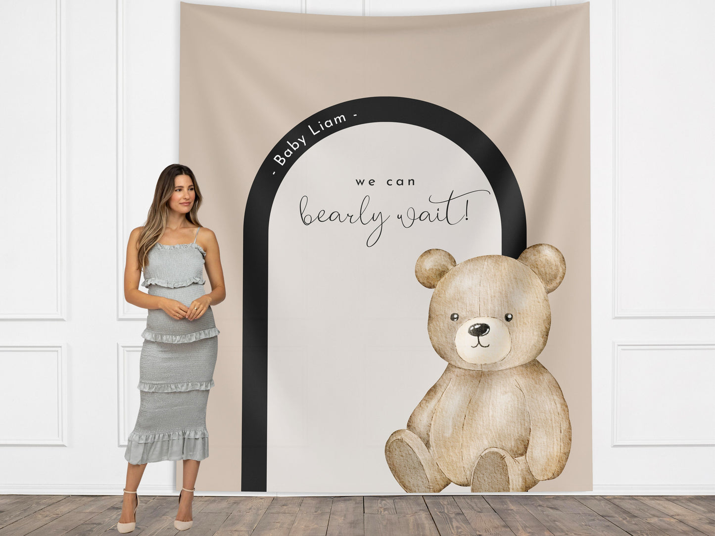 Modern Bear Baby Shower Custom Banner, Bearly Wait Baby Shower Boy, Neutral Teddy Bear Backdrop Décor, Bear-ly Wait Shower, Gender Reveal