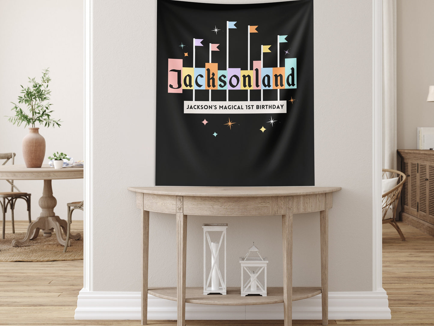 Custom Name Land Party Banner, Land Sign, Princess Backdrop, Girl Birthday Party Décor, Baby Shower Décor, Birthdayland, Vintage Babyland