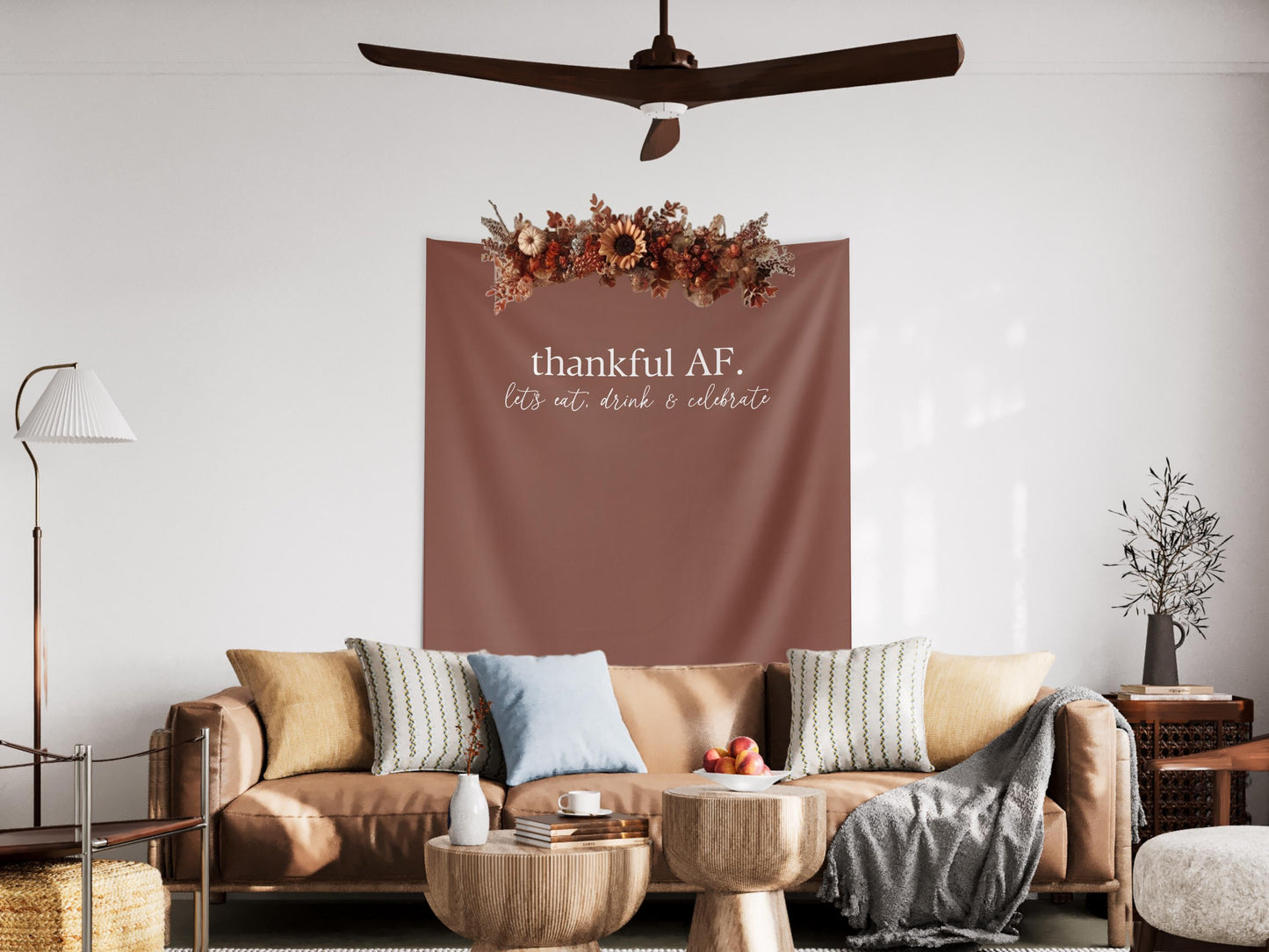 Thankful AF Friendsgiving Banner, Minimal Thanksgiving Backdrop, Modern Backdrop for Balloon Garland, Thanksgiving Dinner Party Decoration