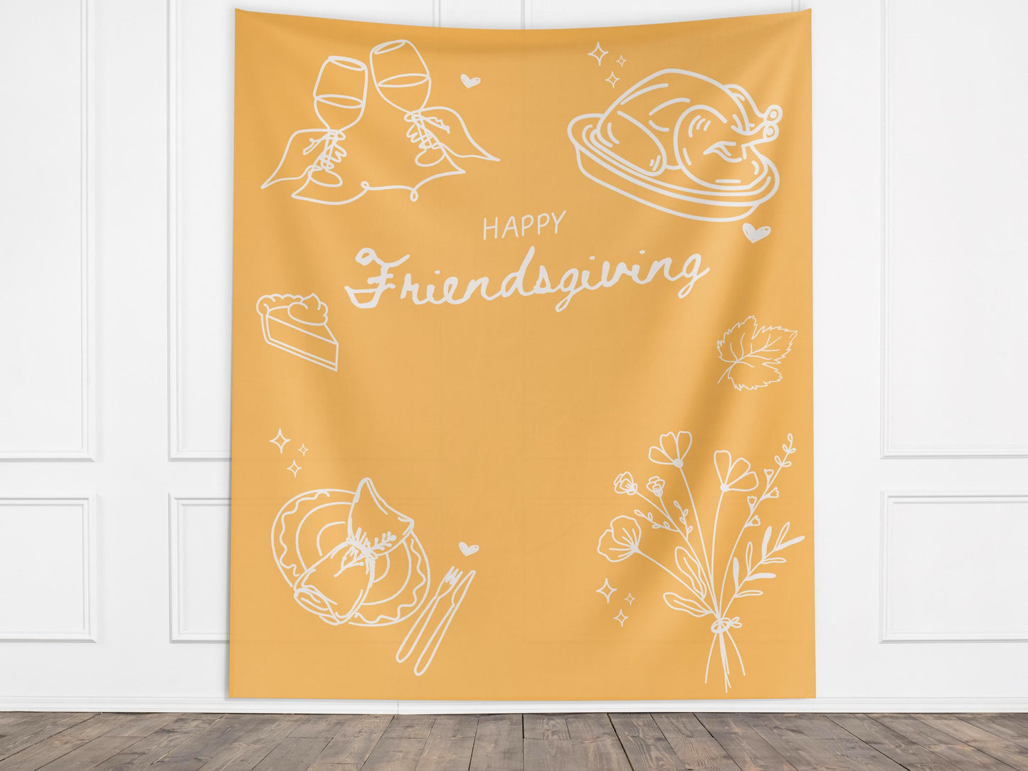 Friendsgiving Décor Banner, Minimal Thanksgiving Backdrop, Custom Modern Backdrop for Balloon Garland, Thanksgiving Dinner Party Decoration