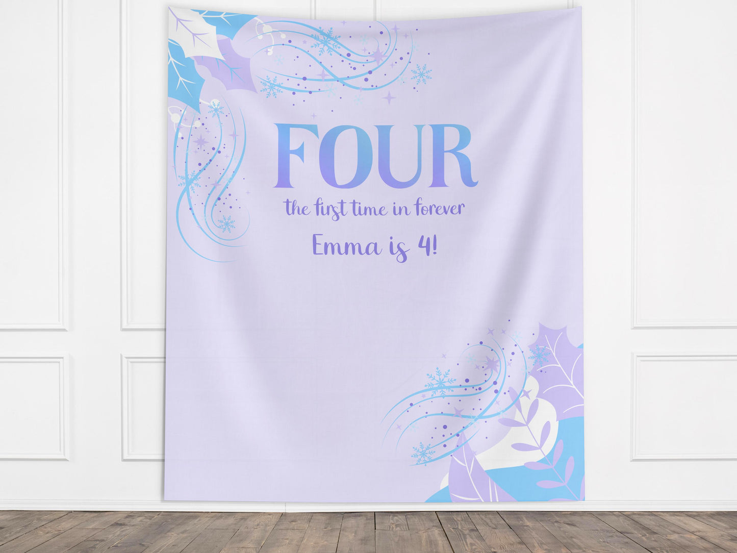 Four the first time in forever Frozen Birthday Party Custom Banner, Princess Décor, Girls Party Décor, 4th Birthday, Backdrop for Balloons