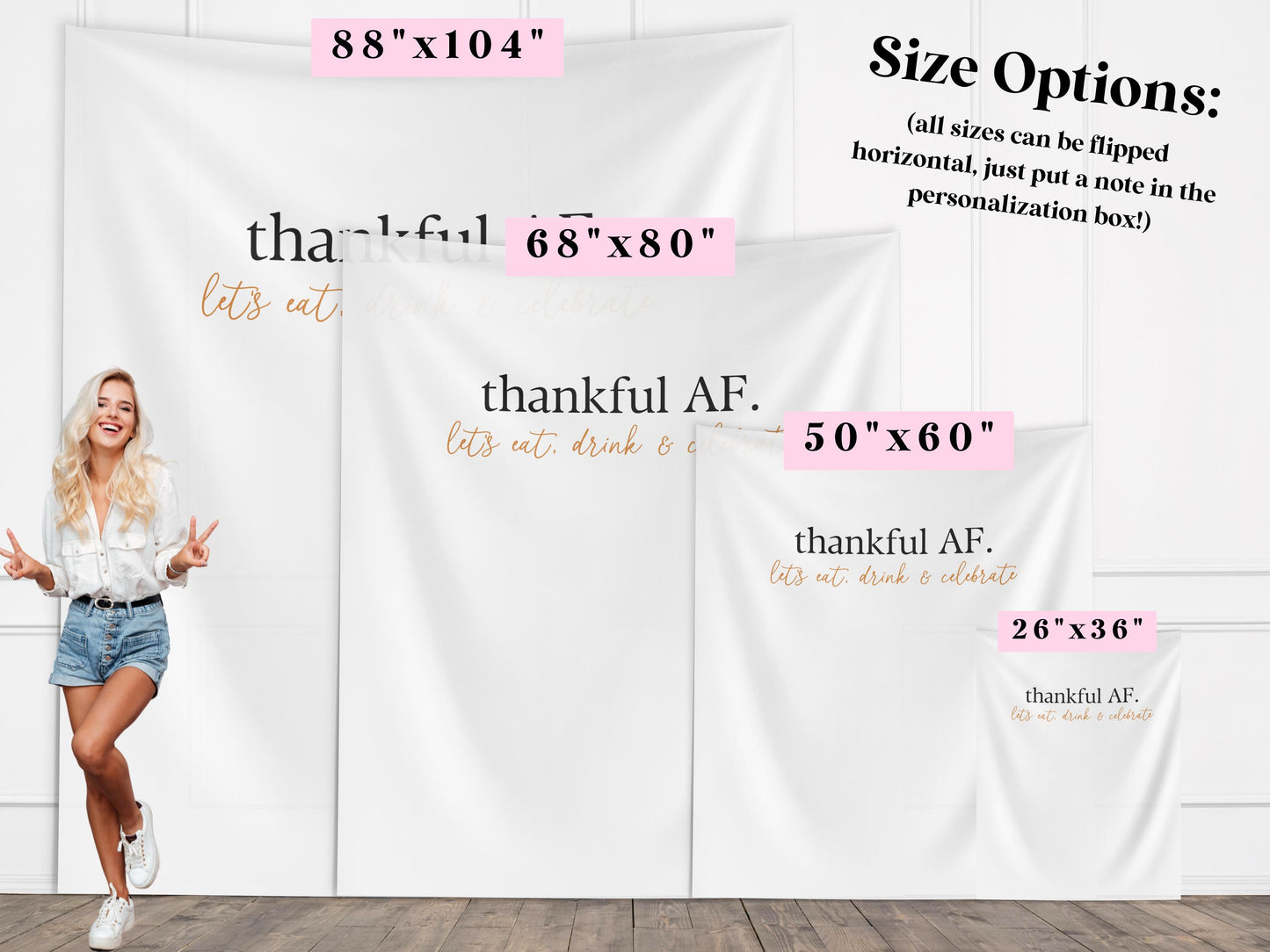 Thankful AF Friendsgiving Banner, Minimal Thanksgiving Backdrop, Modern Backdrop for Balloon Garland, Thanksgiving Dinner Party Decoration
