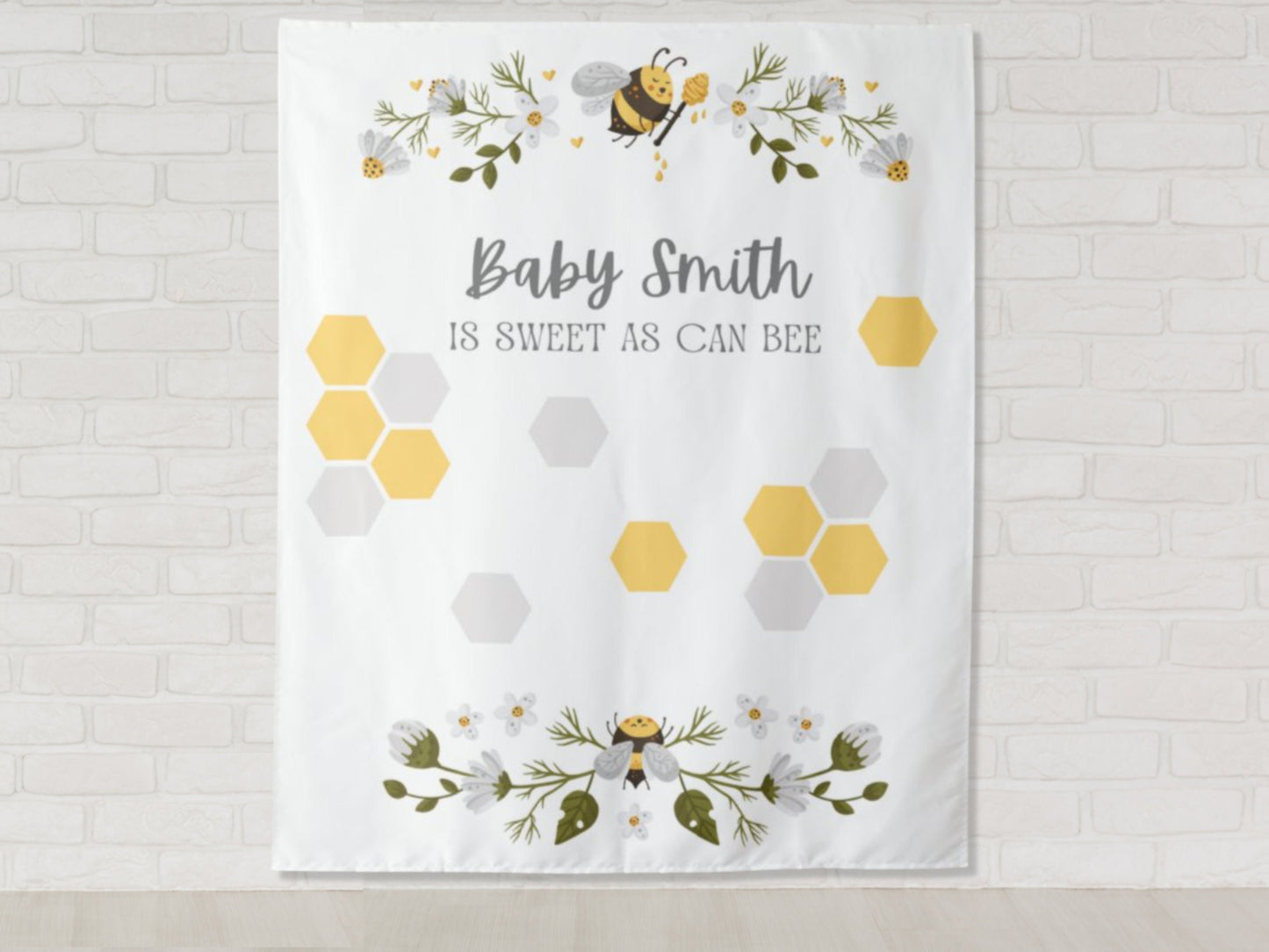 Sweet as Can Bee Personalized Baby Shower Backdrop | Mama Bee Custom Party Backdrop