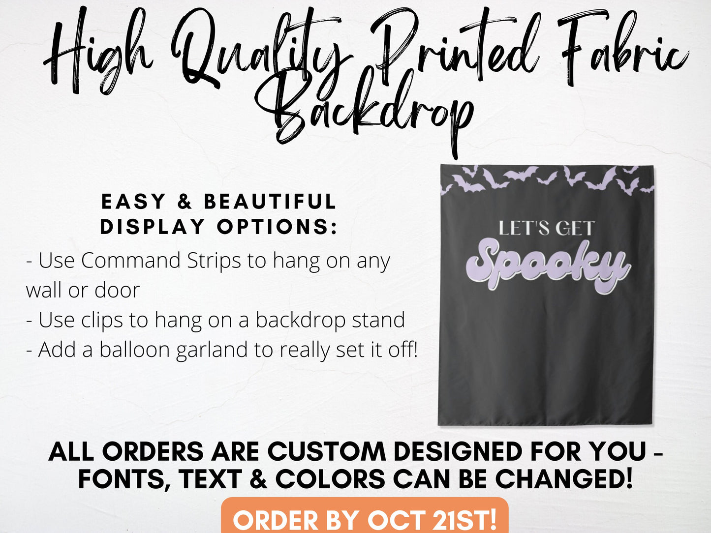 Let's Get Spooky Halloween Party Backdrop | Customizable | Personalized Retro Halloween Photo Booth