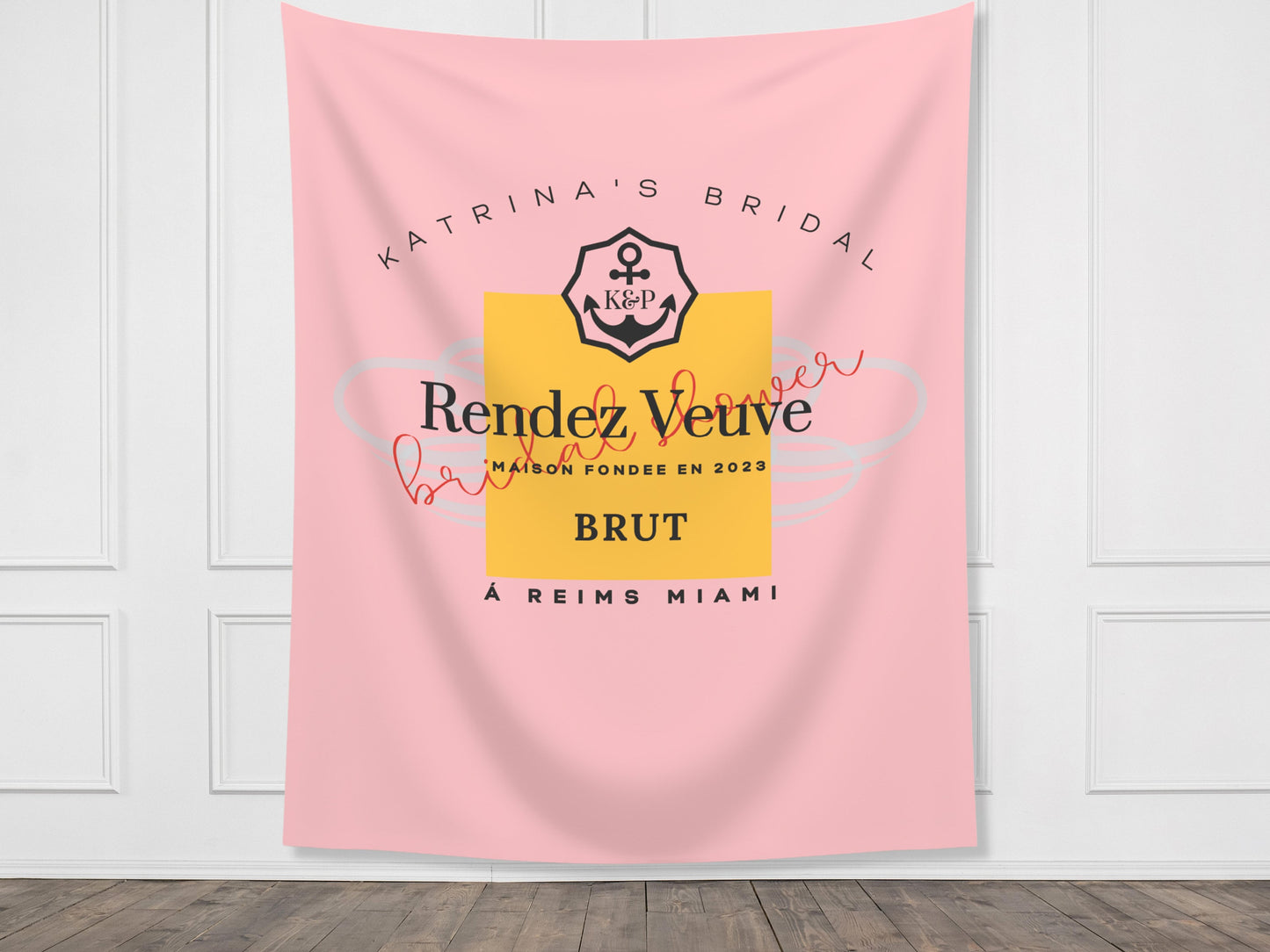 Bridal Rendez Veuve Custom Backdrop | Champagne Bridal Shower Personalized Banner