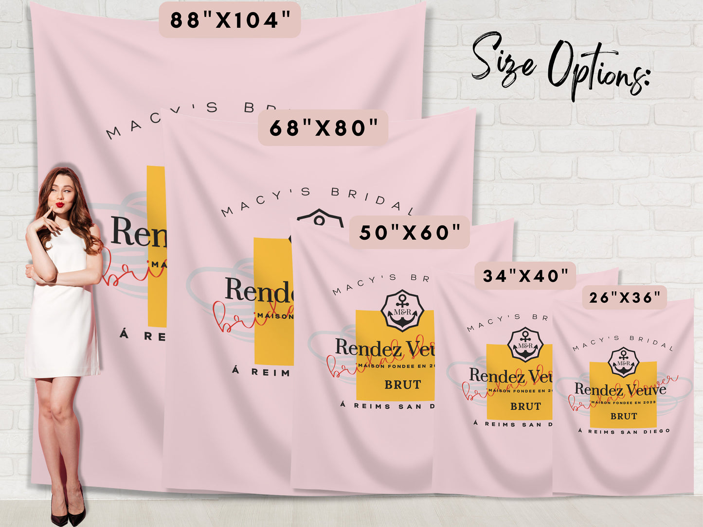 Bridal Rendez Veuve Custom Backdrop | Champagne Bridal Shower Personalized Banner