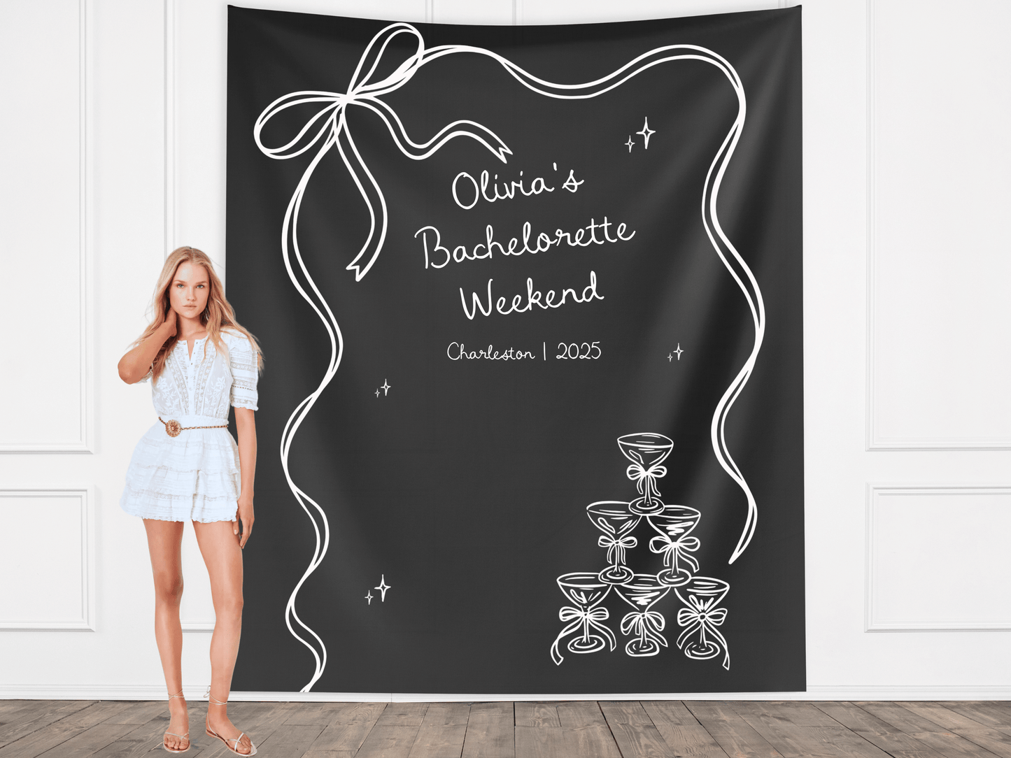 Bow & Champagne Custom Banner