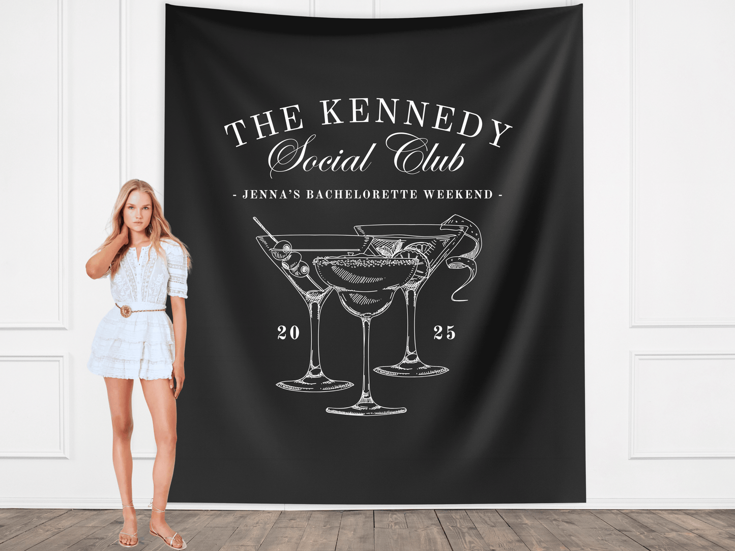 Luxury Custom Bachelorette Social Club Banner Backdrop