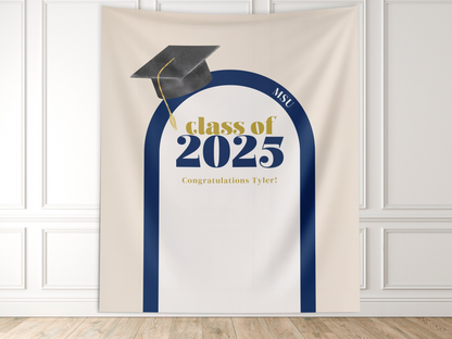 Cap & Arch Class of 2025 Custom Graduation Party Banner Backdrop