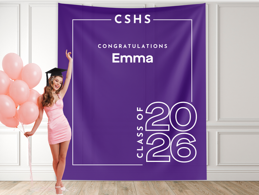 Minimal Modern Class of 2026 Custom Graduation Party Banner Backdrop