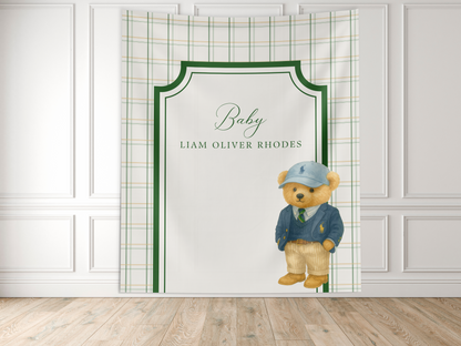 Preppy Teddy Bear Baby Shower Banner