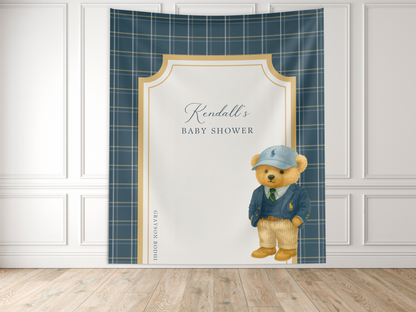 Preppy Teddy Bear Baby Shower Banner