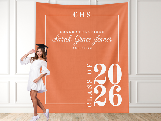 Classic Class of 2026 Custom Graduation Party Banner Backdrop