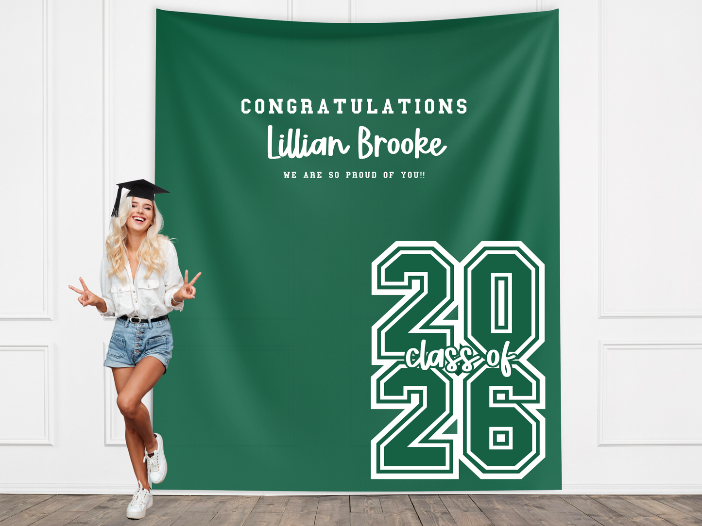 Varsity Letters Class of 2026 Graduation Party Banner Backdrop