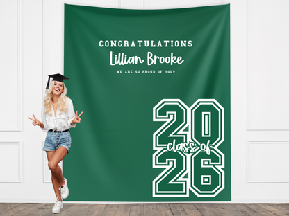 Varsity Letters Class of 2026 Graduation Party Banner Backdrop
